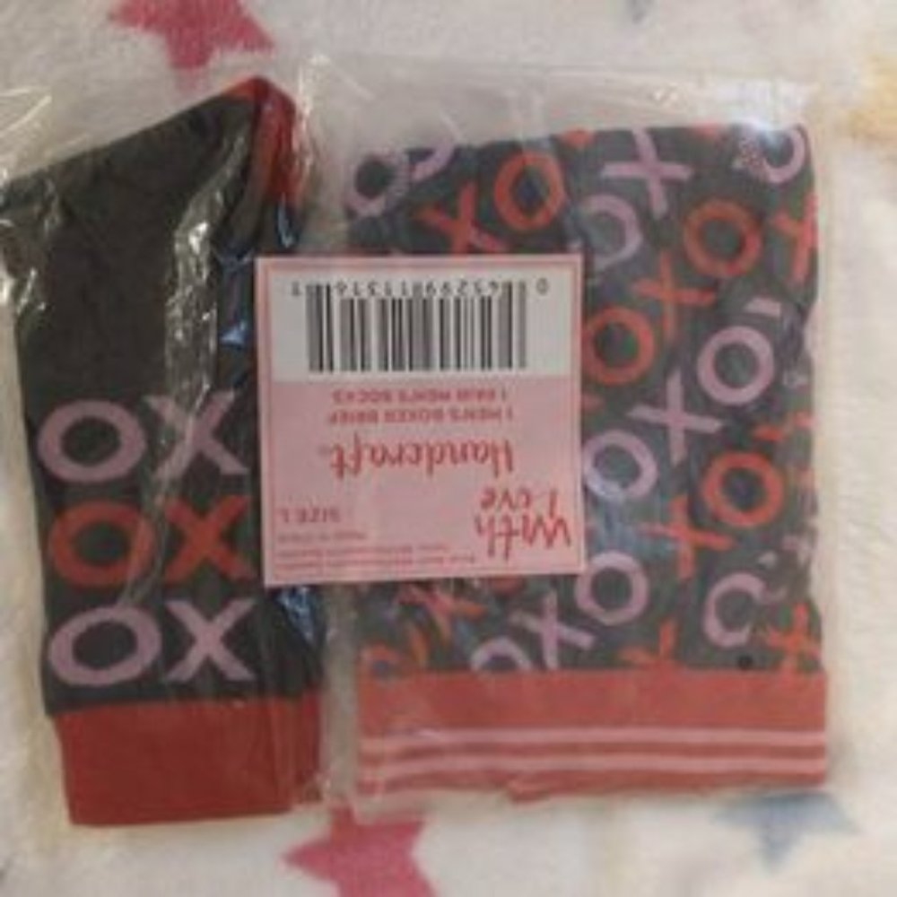 With Love Handcraft Men socks with boxer briefs Set  size Large xoxo